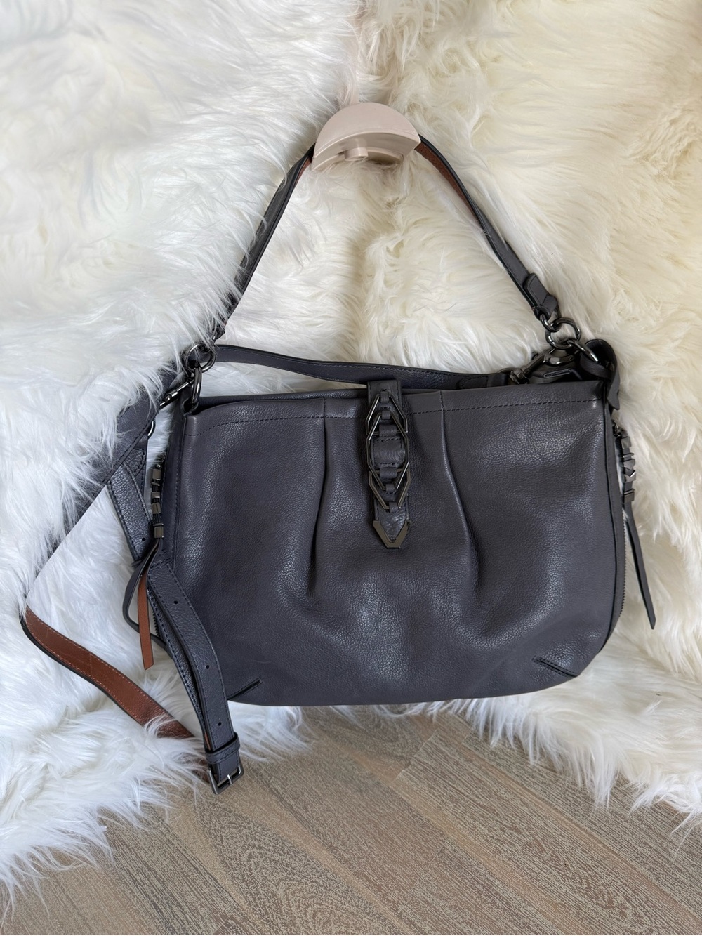 Vince Camuto Gray Leather Crossbody Bag